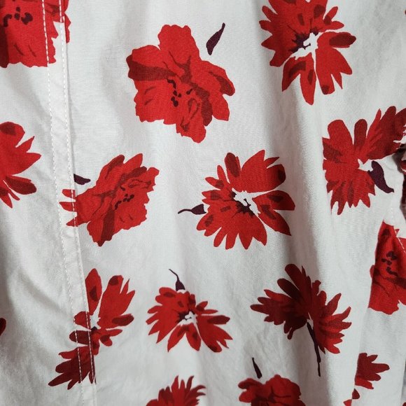 Free Assembly Shirt Womens Large Pink Floral Cotton Ruffle Sleeve High Low Top - Picture 5 of 11